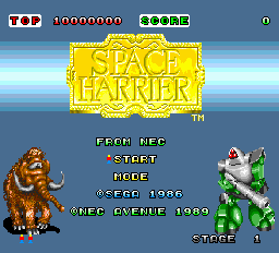 Space Harrier title screen for PC Engine